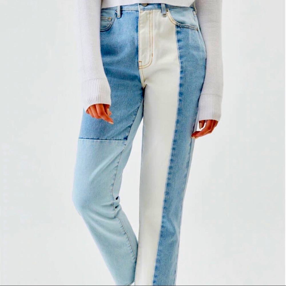 Pacsun Denim And White Patchwork Mom Jean